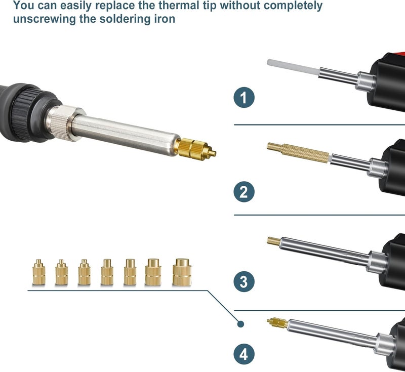 DACKZZM Heat Set Insert Tool with Slide Rail Heat Insert Press Auto-Return Soldering Iron Vertical Heat Pressing Machine M2/M2.5/M3/M4/M5/M6(1/4)/M8 Threaded Inserts Tool for 3D Printing Components - Image 5